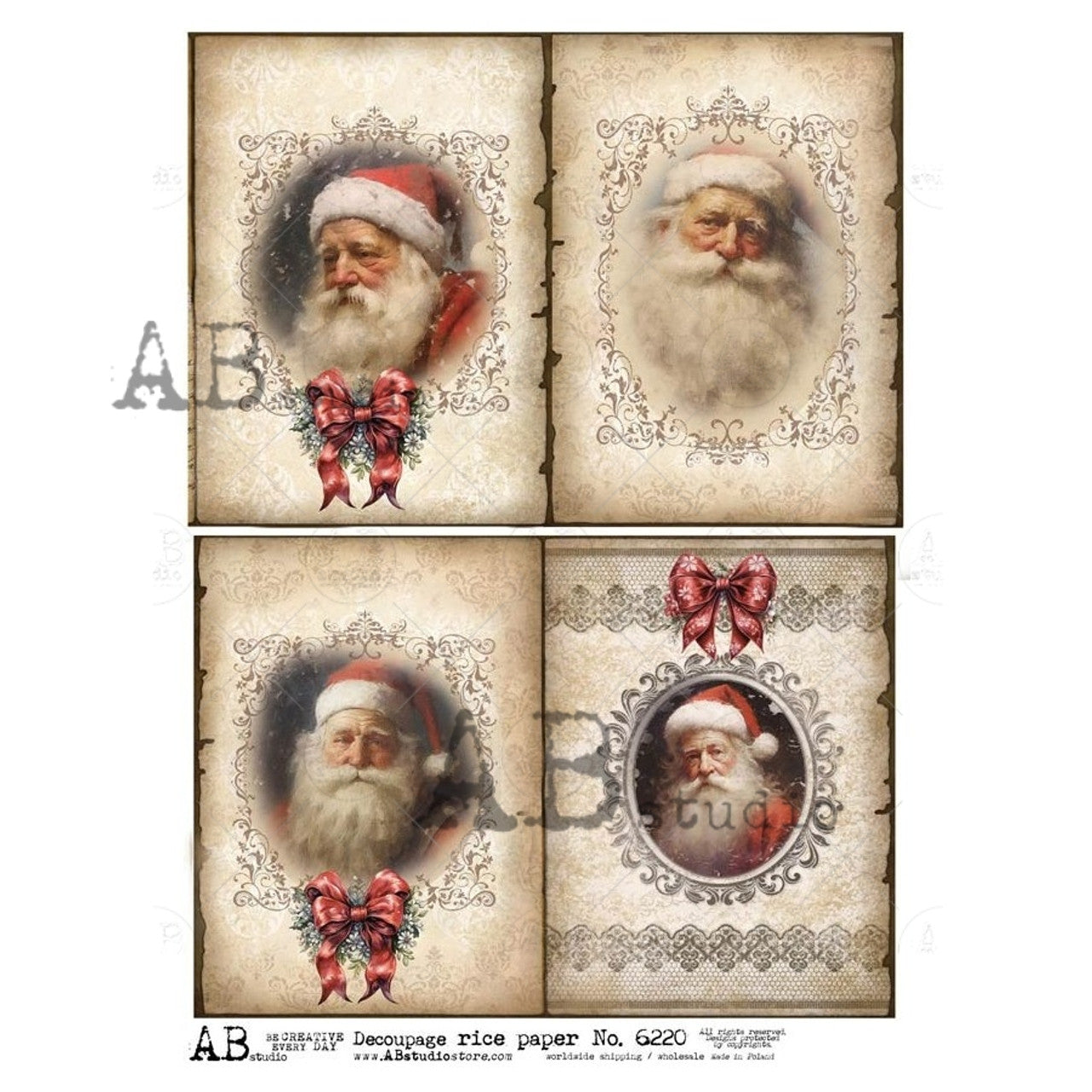 2024-Four Santas On Antique Paper ABRP_6220