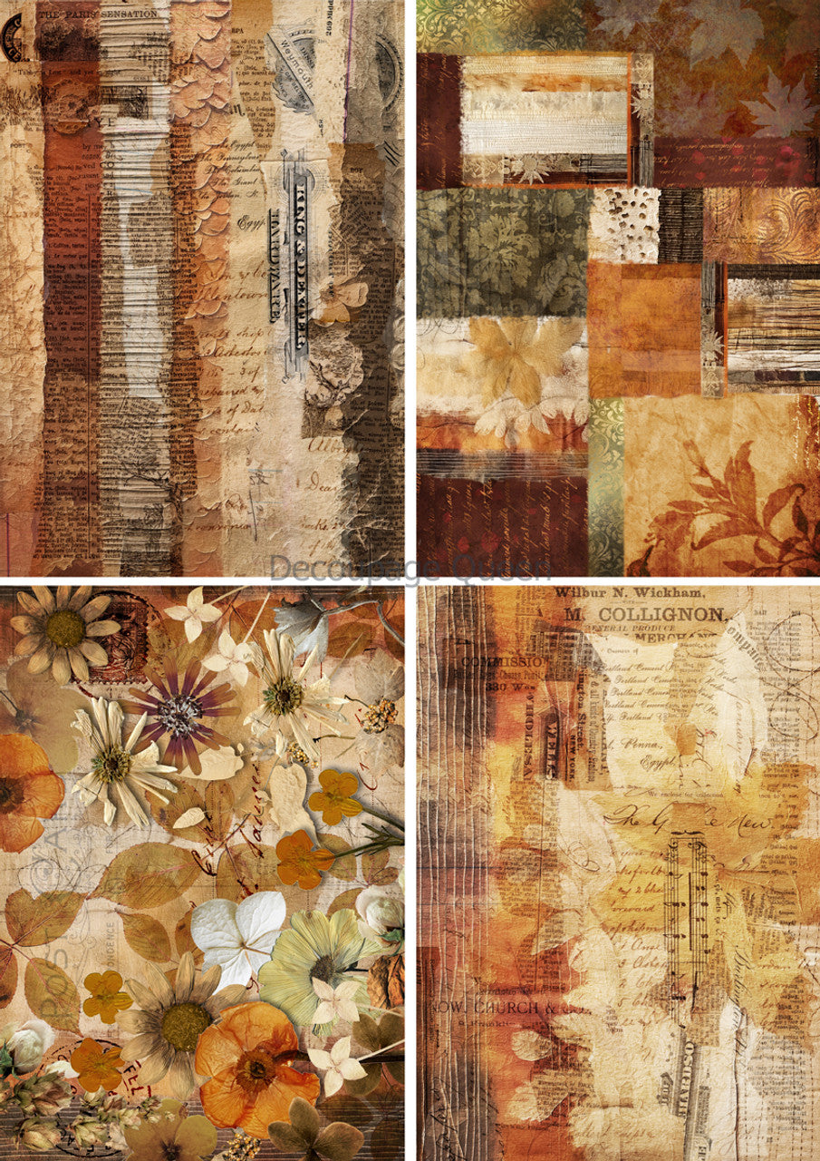 Decoupage Queen-Autumn Textures 4 Pack 0638