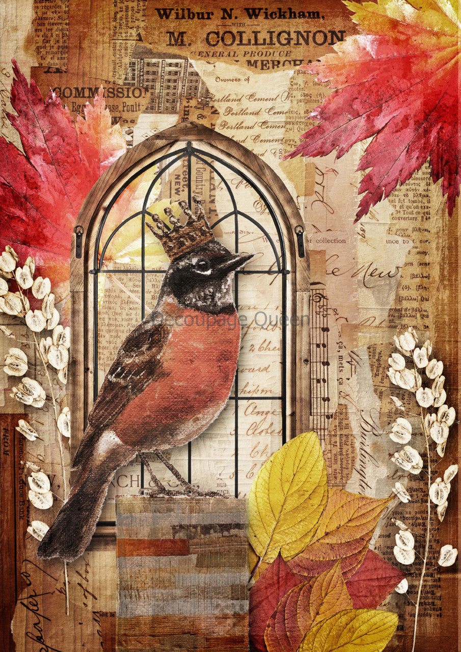 Decoupage Queen-Crowned Robin 0629