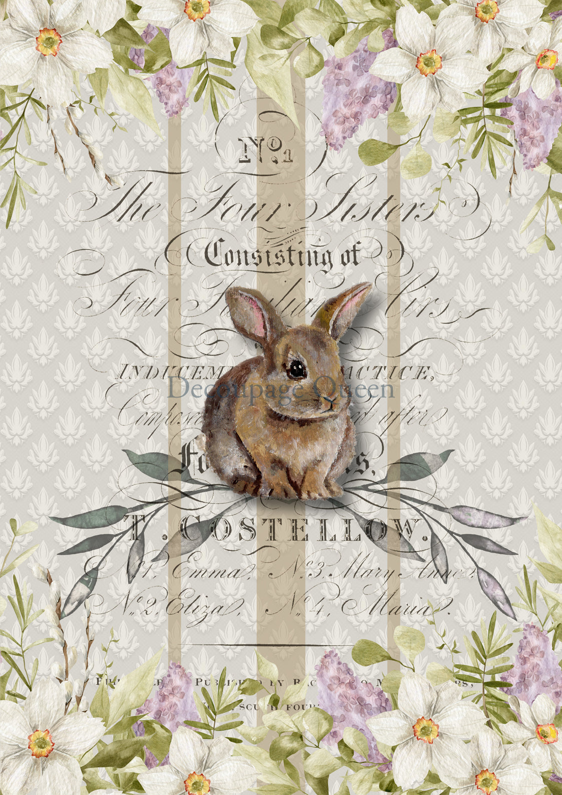 Decoupage Queen - Hand Painted Bunny 0546