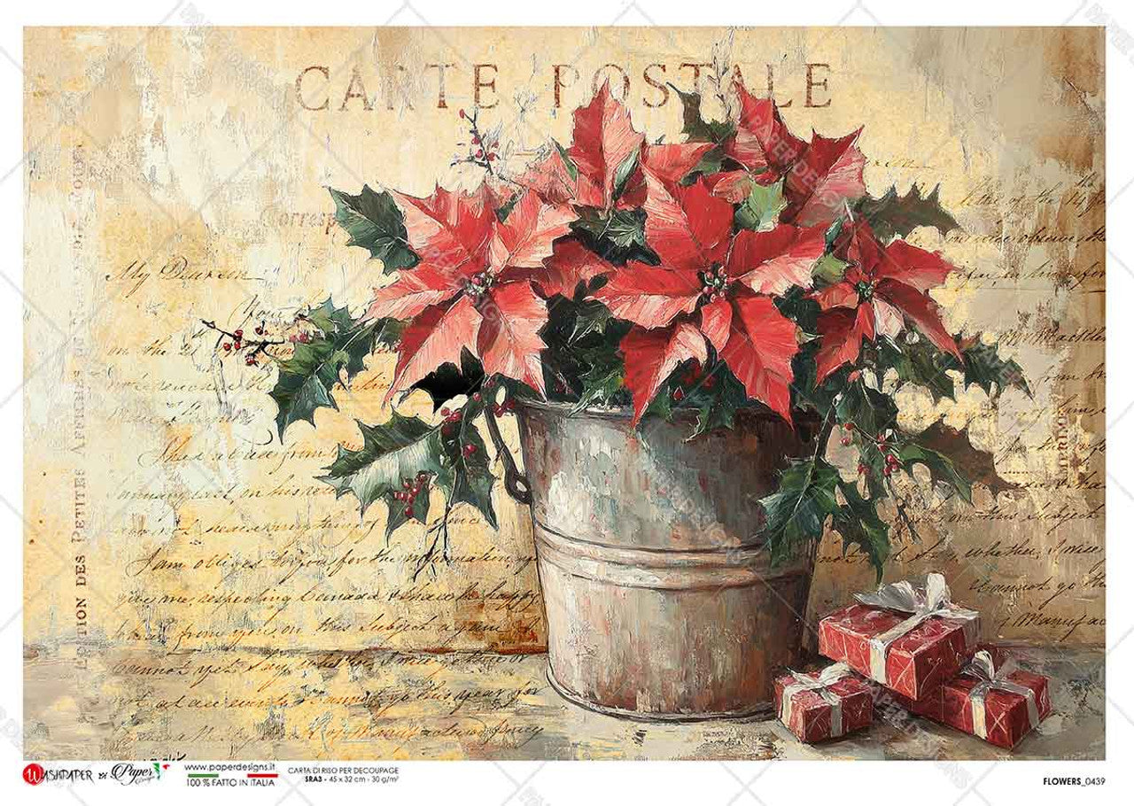 2024-Paper Designs-Poinsettias In A Metal Vase 0439