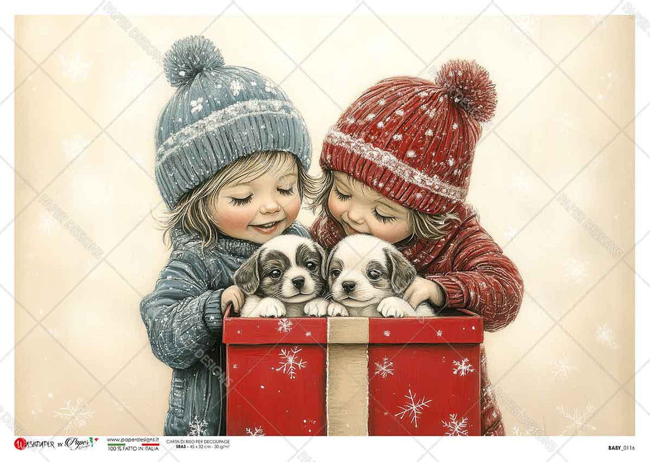 Paper Designs-Two Girls With Puppies Gift 0116